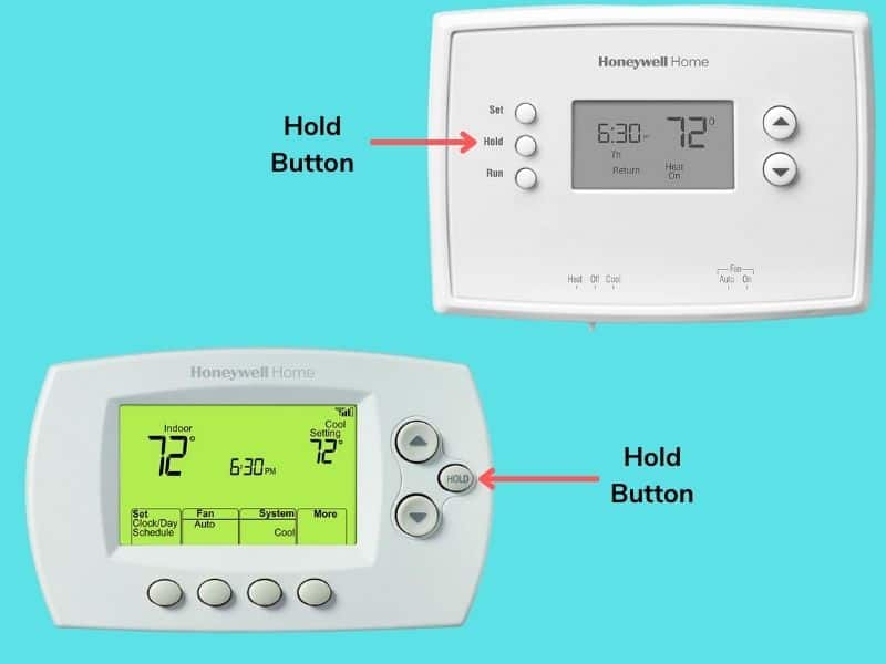 hold button on thermostat